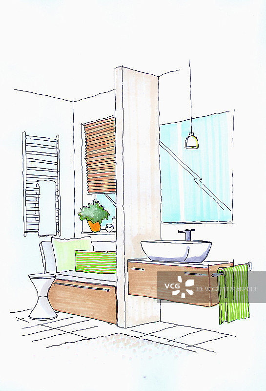 带洗脸池的浴室图案图片素材