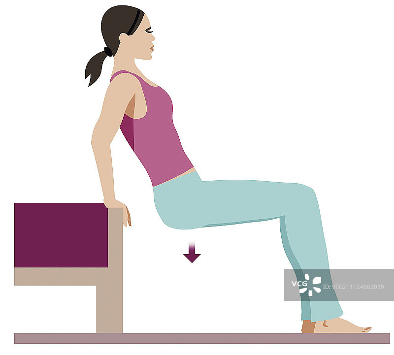 女人做背部屈伸运动插画图片素材