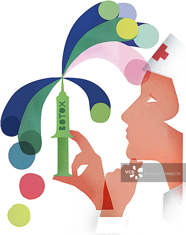 护士注射肉毒杆菌插画图片素材
