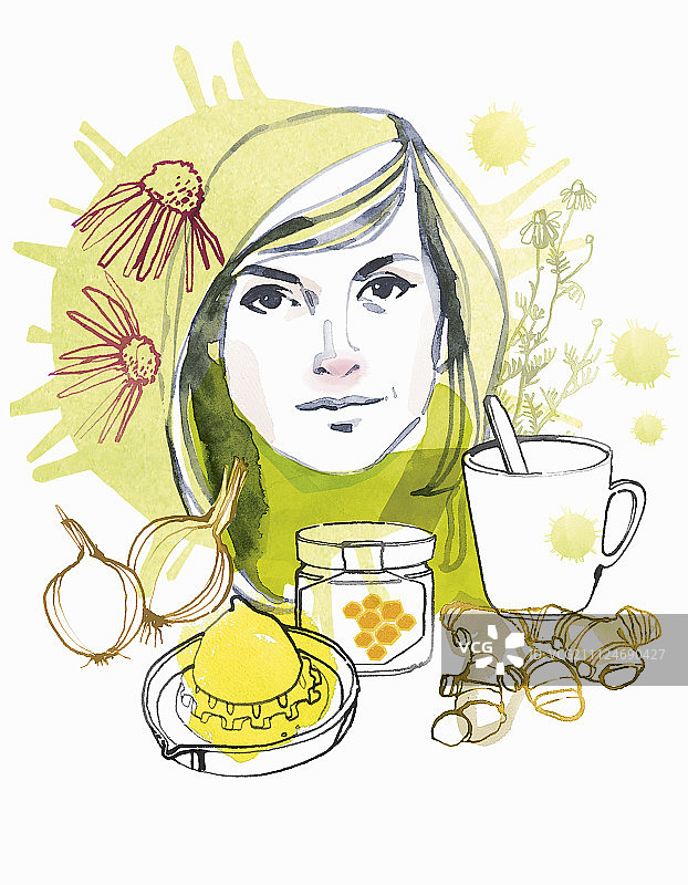 用家庭疗法治疗感冒（插图）图片素材