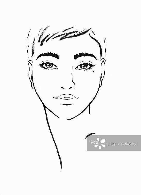 心形面部插画图片素材