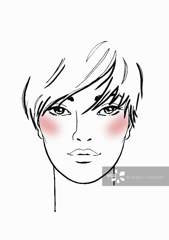 椭圆形脸上的腮红插画图片素材