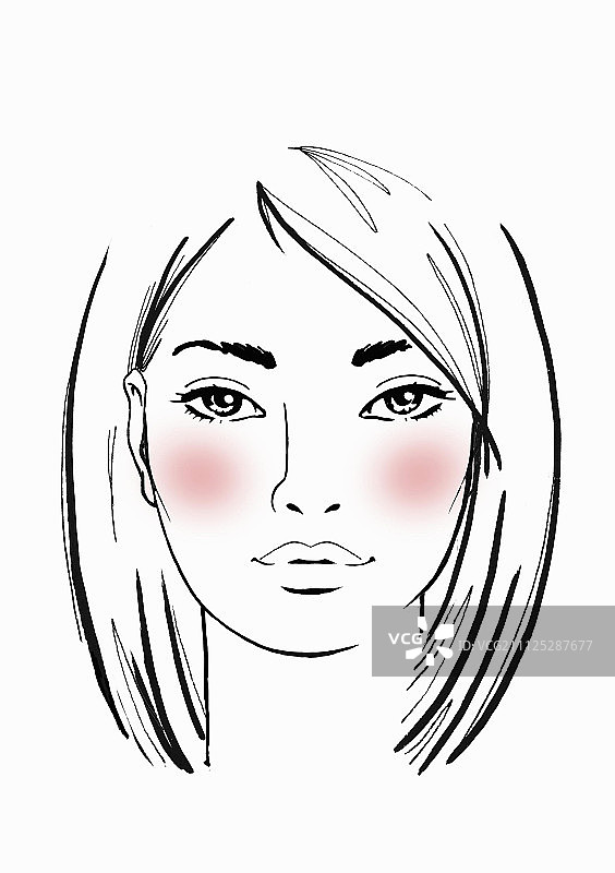 圆形脸上的腮红插画图片素材