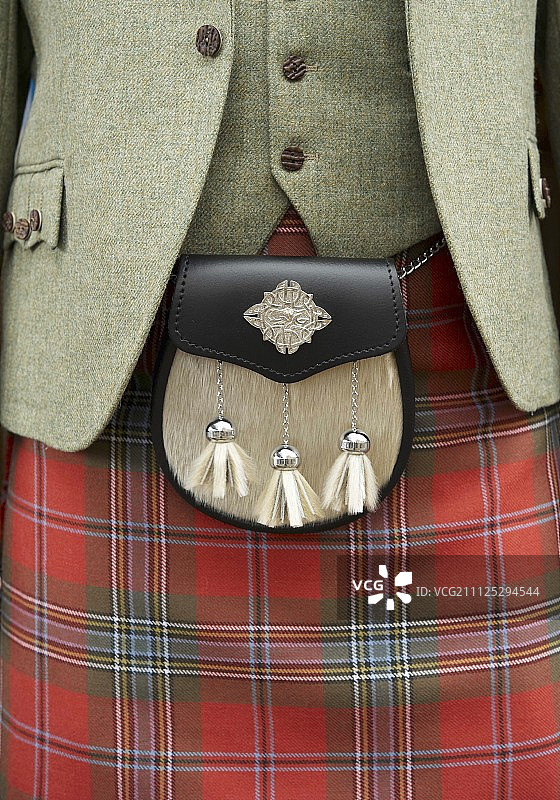 苏格兰传统基尔特裙及腰包（细节图）图片素材