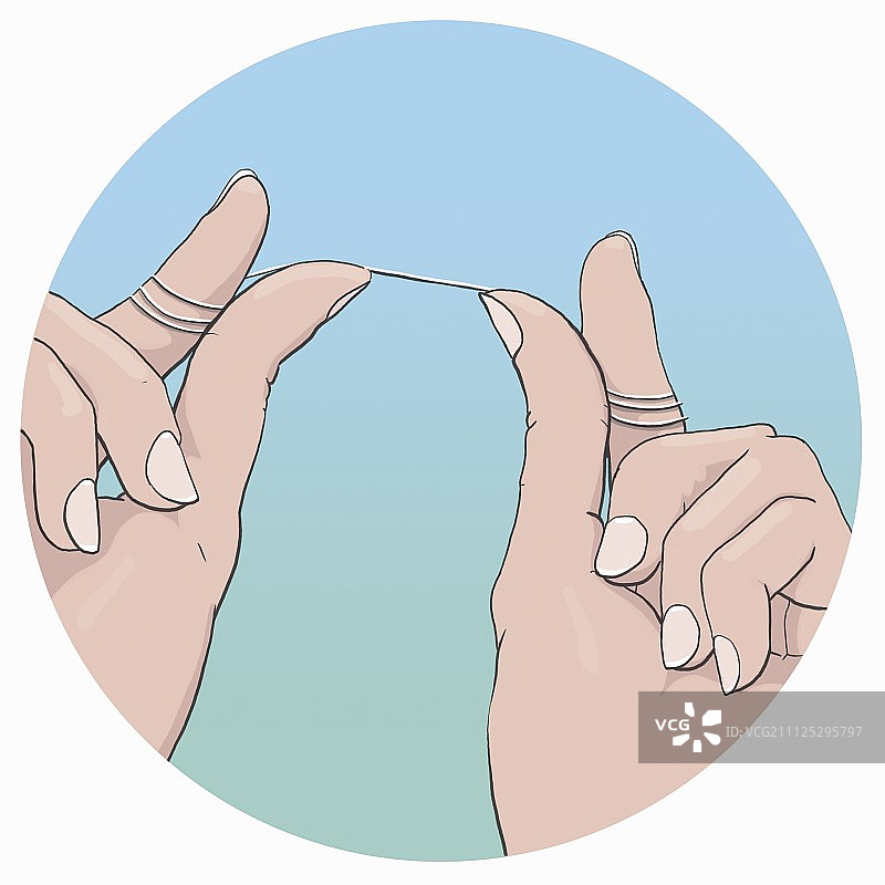 如何使用牙线，步骤1：截取三倍于手指长度的牙线图片素材