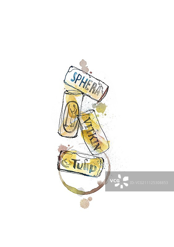 葡萄酒瓶塞插画图片素材