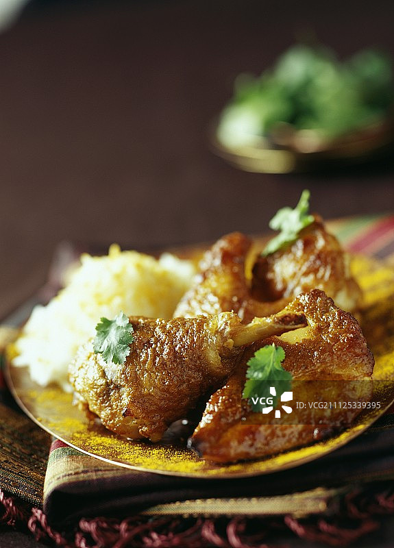 印度烤鸡块图片素材