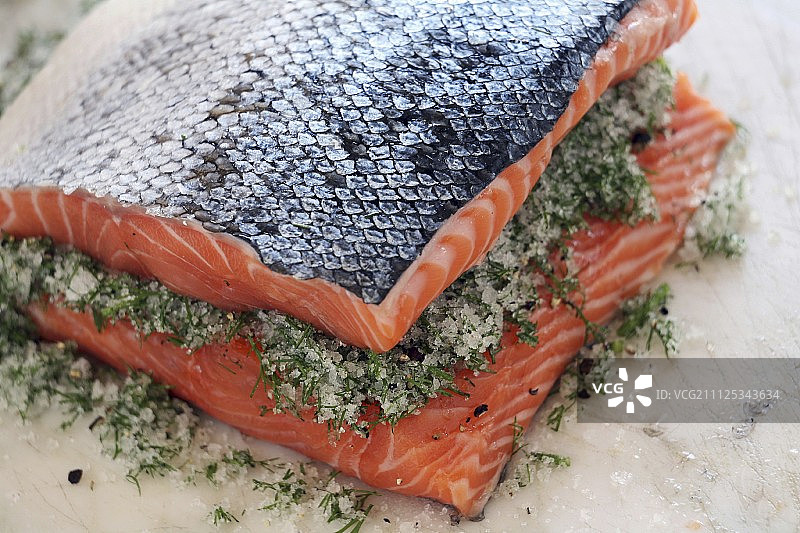 准备腌三文鱼图片素材