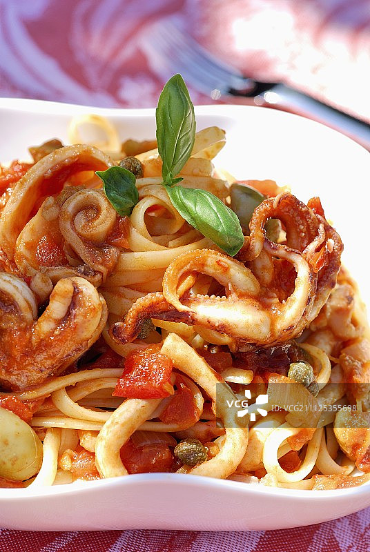 鱿鱼番茄酱意面图片素材