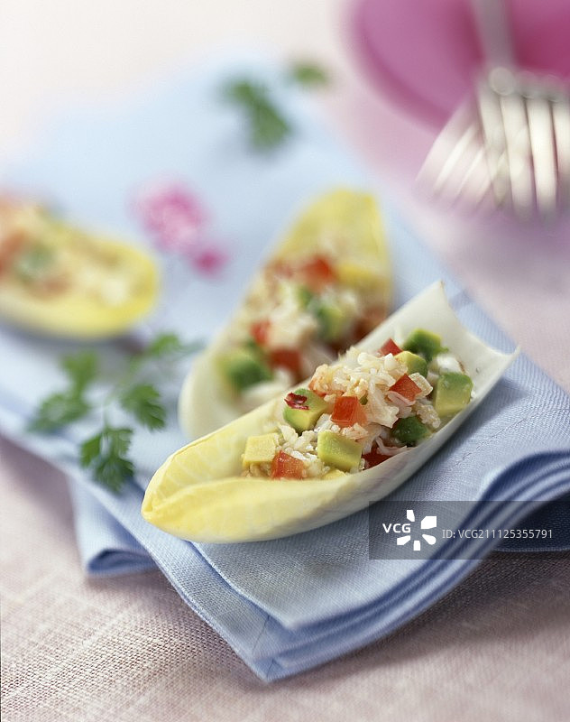 菊苣叶蟹肉沙拉图片素材