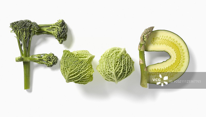 用蔬菜写成的“食物”图片素材