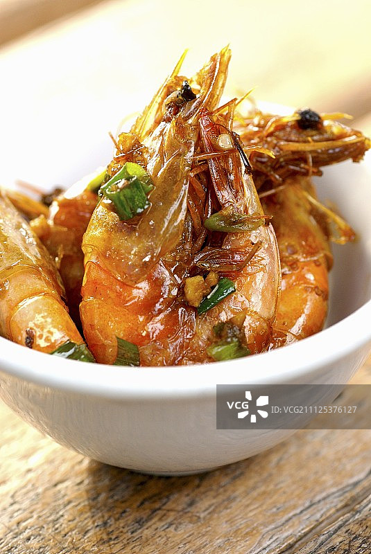 亚洲风味葱椒炒虾仁图片素材