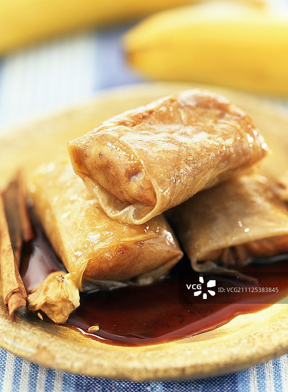 茶糖浆香蕉蛋糕图片素材