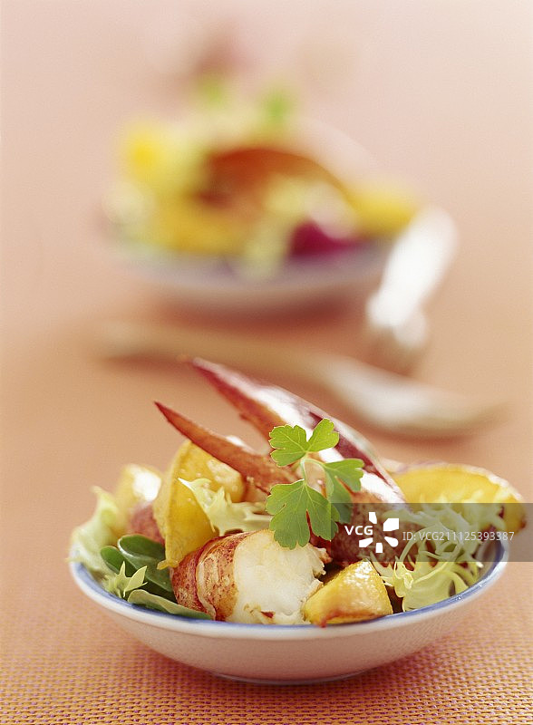 搭配夏季沙拉的龙虾图片素材