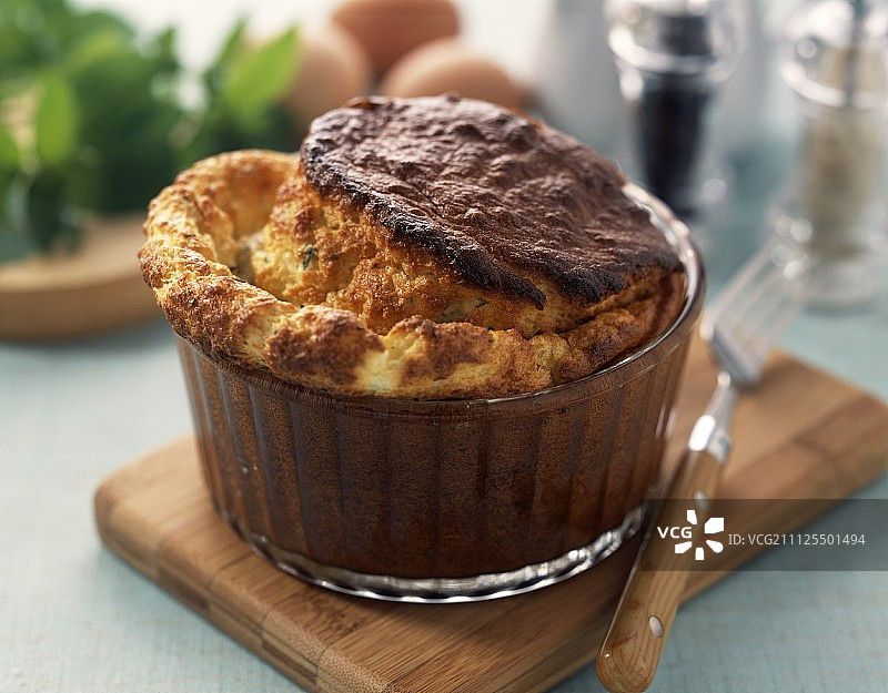 山羊奶酪和罗勒舒芙蕾图片素材