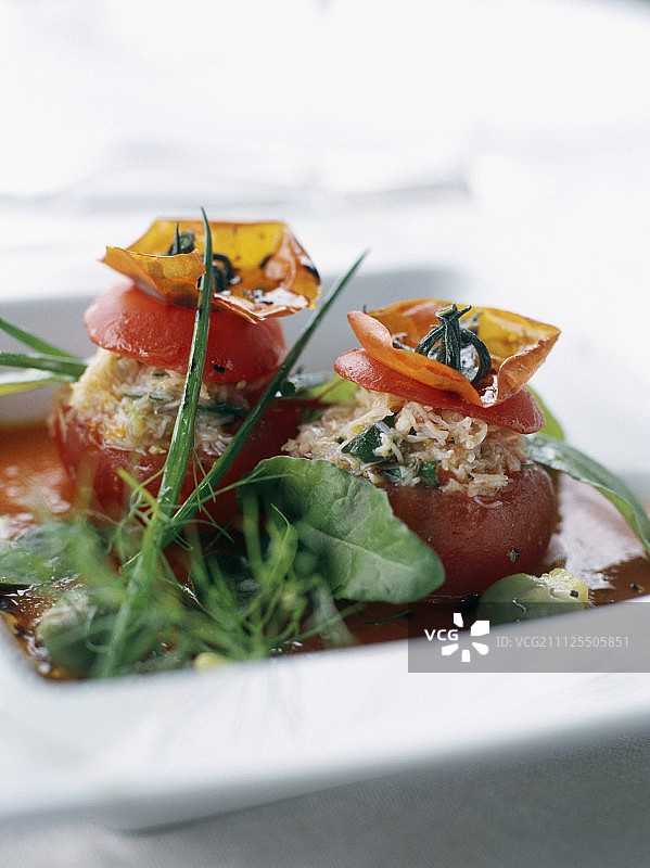 蟹肉酿番茄图片素材