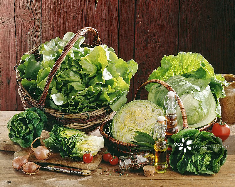 生菜和卷心菜组合图片素材