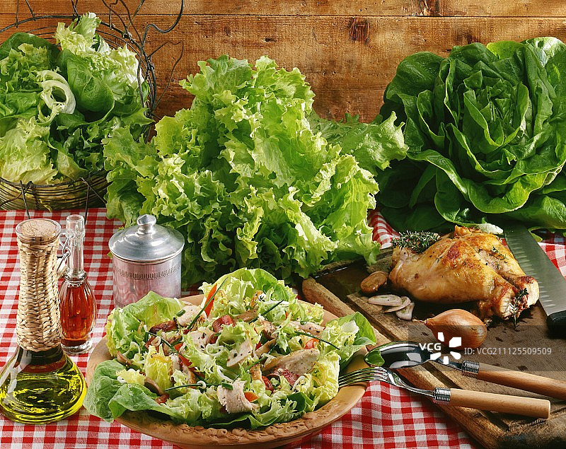 混合蔬菜兔肉沙拉图片素材