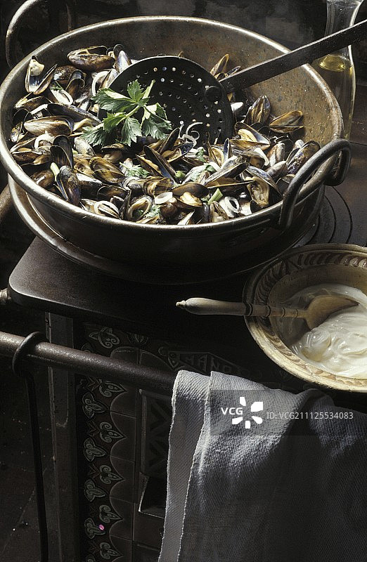 奶油沙司贻贝图片素材