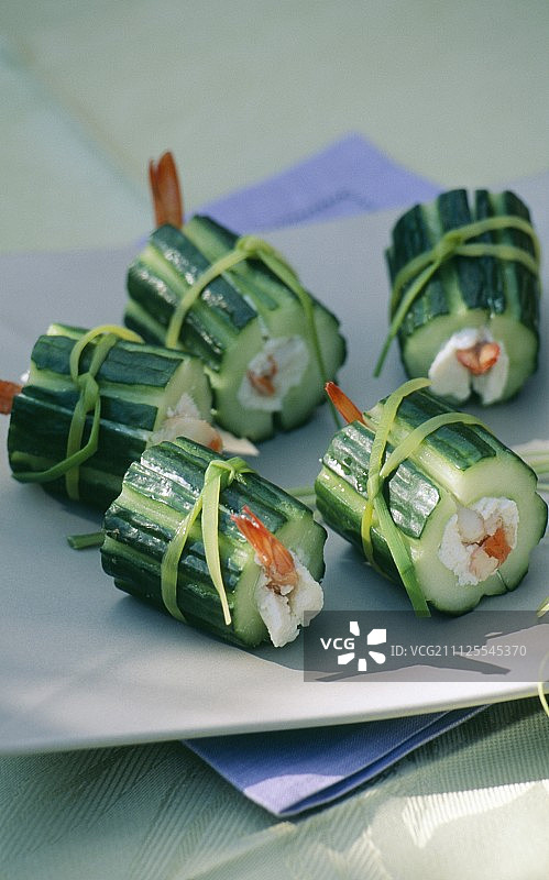 黄瓜山羊奶酪寿司卷图片素材