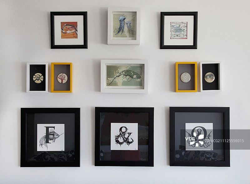 黑色画框里的首字母和动物徽章照片图片素材