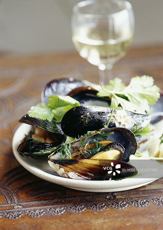 香菜贻贝图片素材