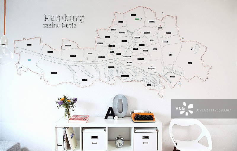 汉堡风格化线艺地图图片素材