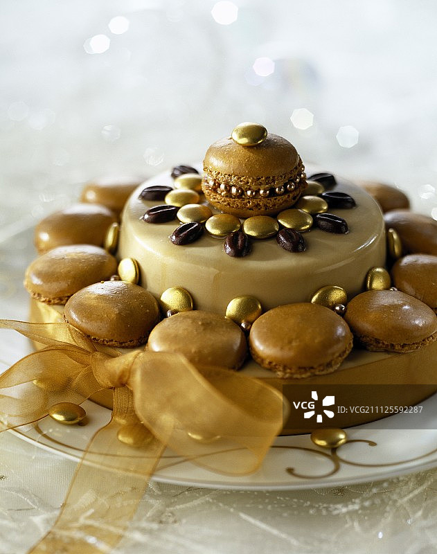 咖啡甜点和马卡龙图片素材