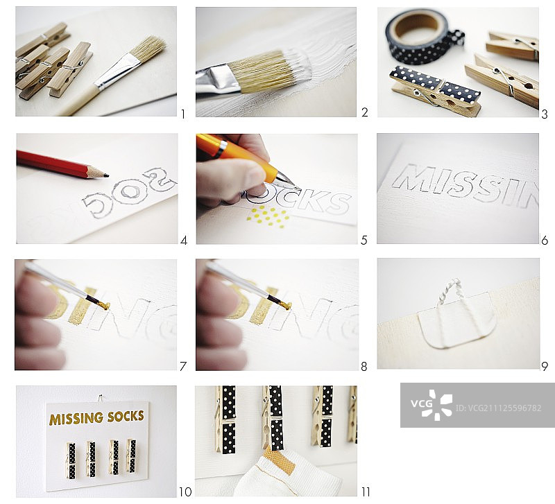 为不成对的袜子手工制作一个软木板图片素材