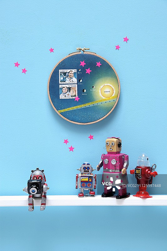 旅行纪念品：邮票墙画图片素材