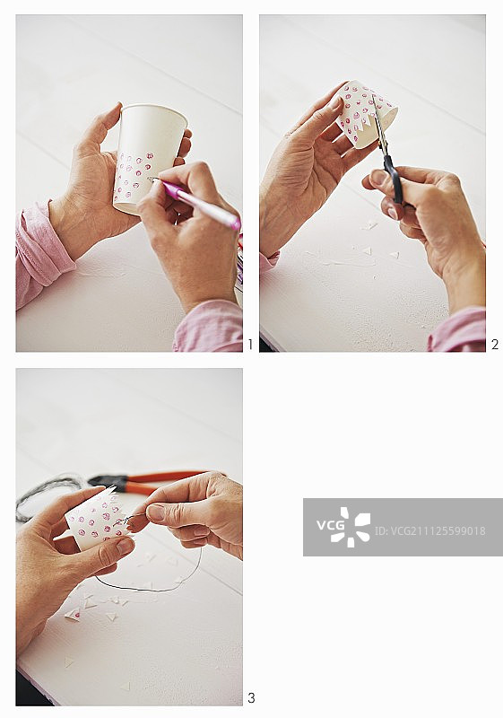 用纸杯制作彩绘复活节篮子的手工说明图片素材