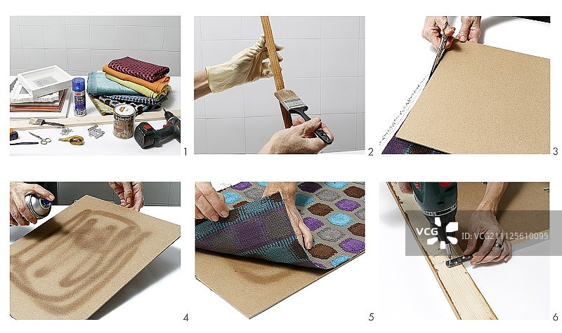 制作相框式织物样品展示的说明图片素材