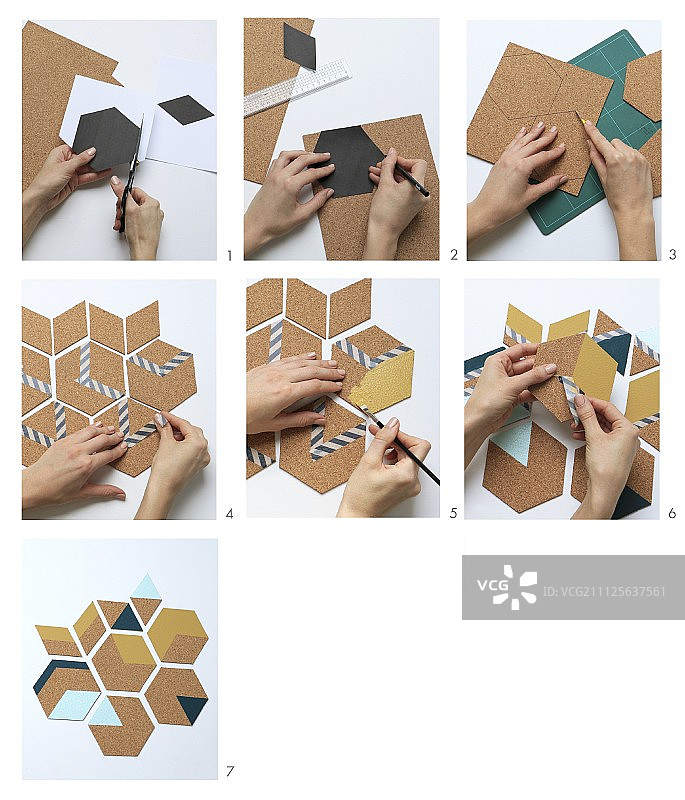 制作几何软木杯垫的说明图片素材