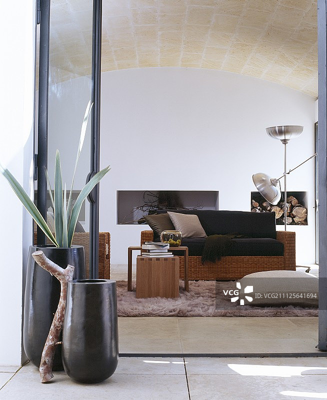 拱形天花板地中海风格客厅内景图片素材