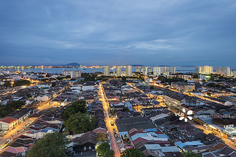 马来西亚槟城夜景高视角图片素材