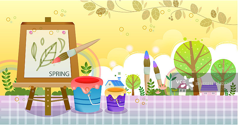 春季元素插画图片素材