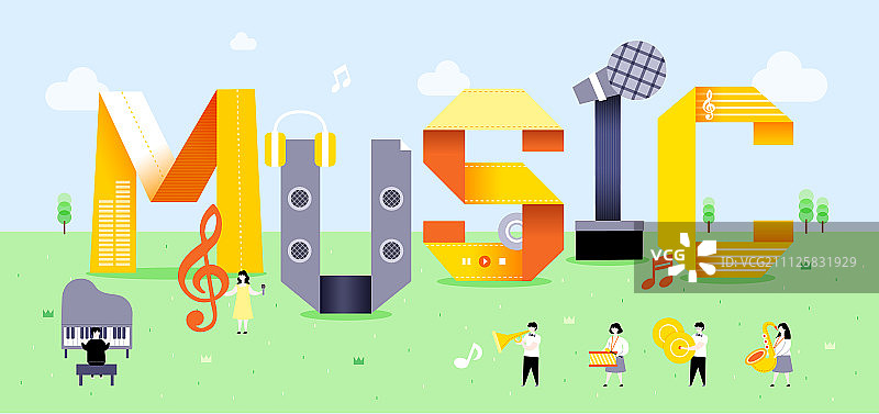 丝带排版插画图片素材