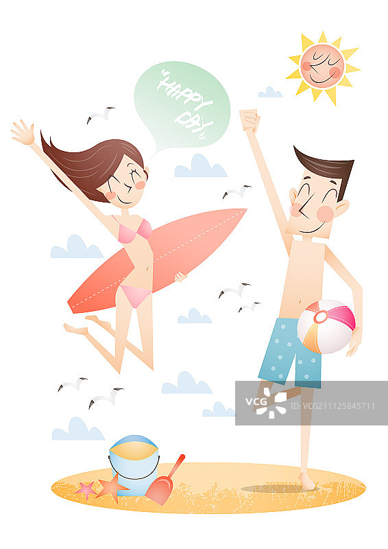 情侣插画图片素材