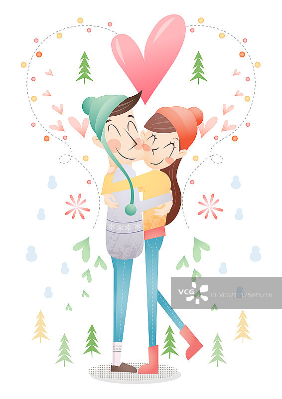 情侣插画图片素材