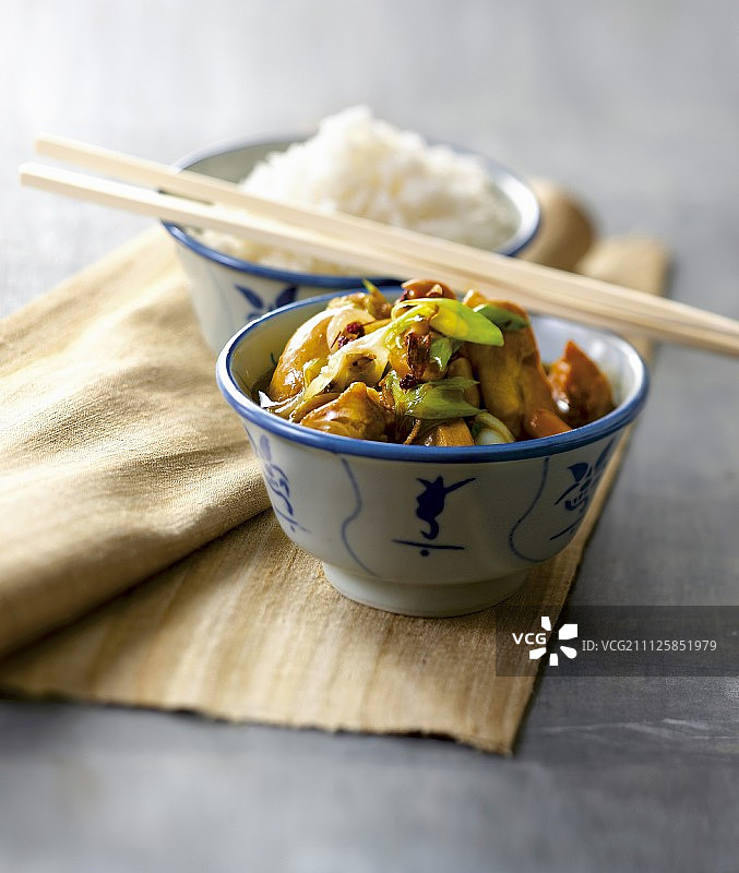 香辣鸡肉饭图片素材