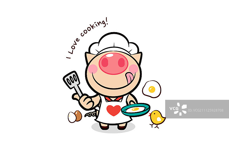 小猪厨师插画图片素材