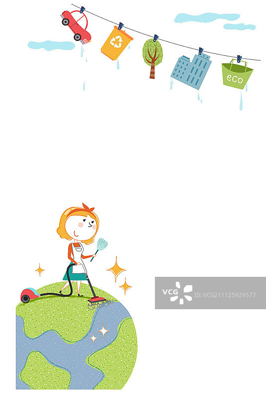 清洁地球的女人图片素材