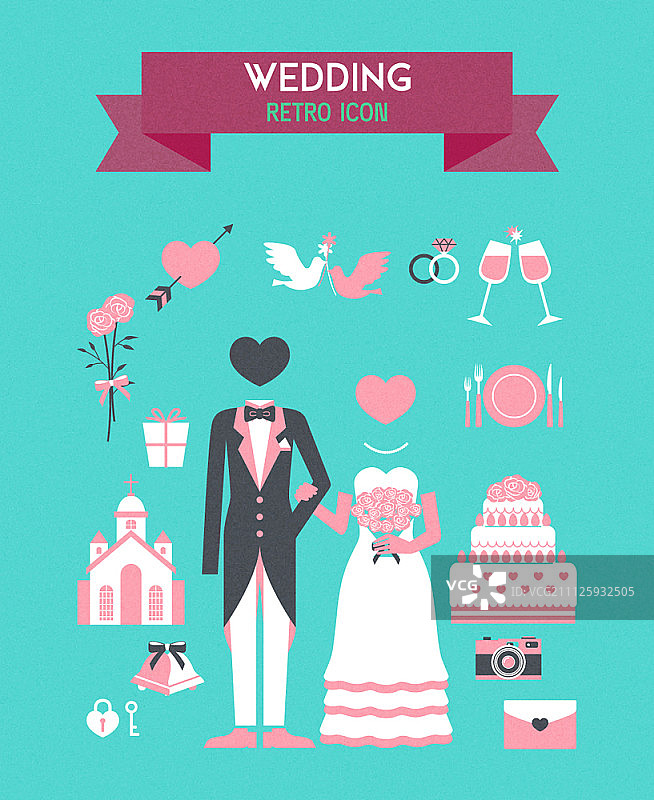 复古风格的图标集图片素材