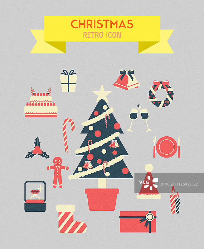 复古风格的图标集图片素材