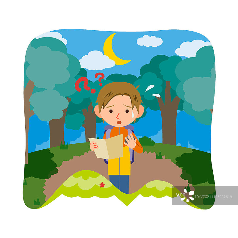 男子在森林中迷路图片素材