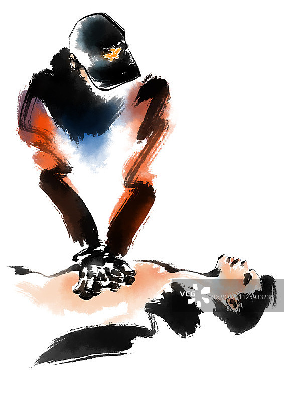 救生员提供紧急治疗图片素材