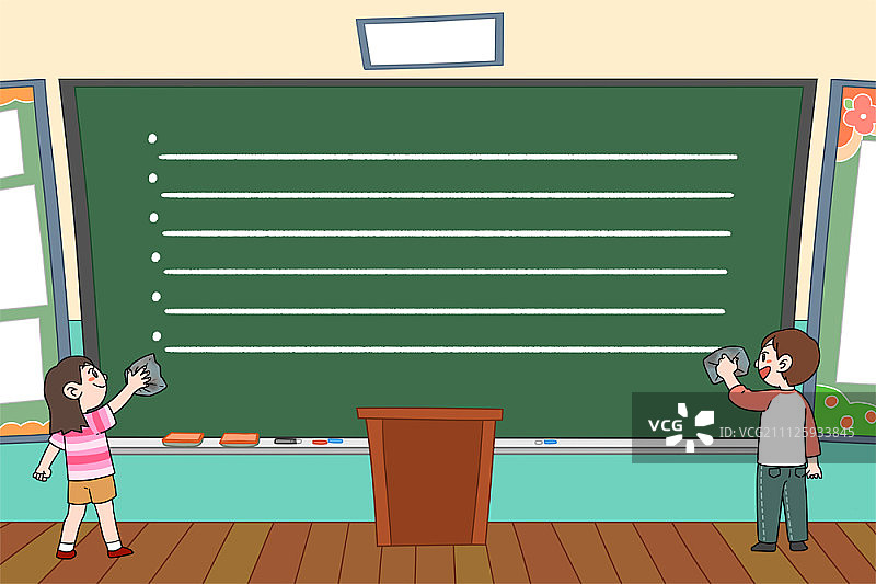 带框架文本横幅的学生插画图片素材