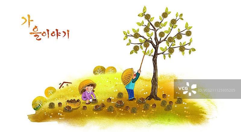 人们享受秋天乐趣插画图片素材