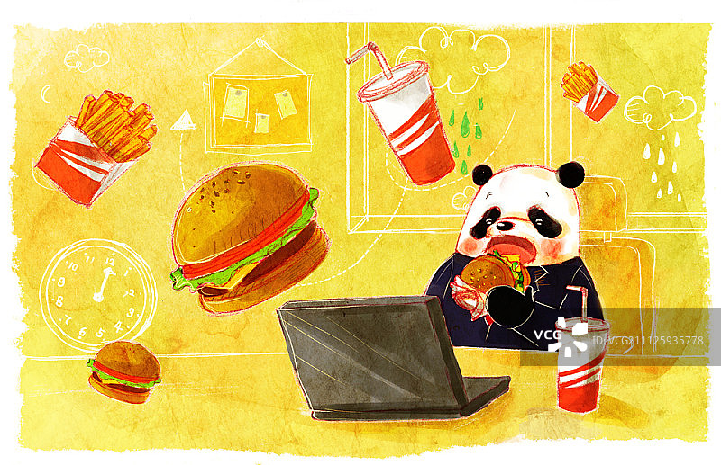 熊猫商人人物插画图片素材