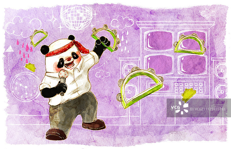 熊猫商人人物插画图片素材